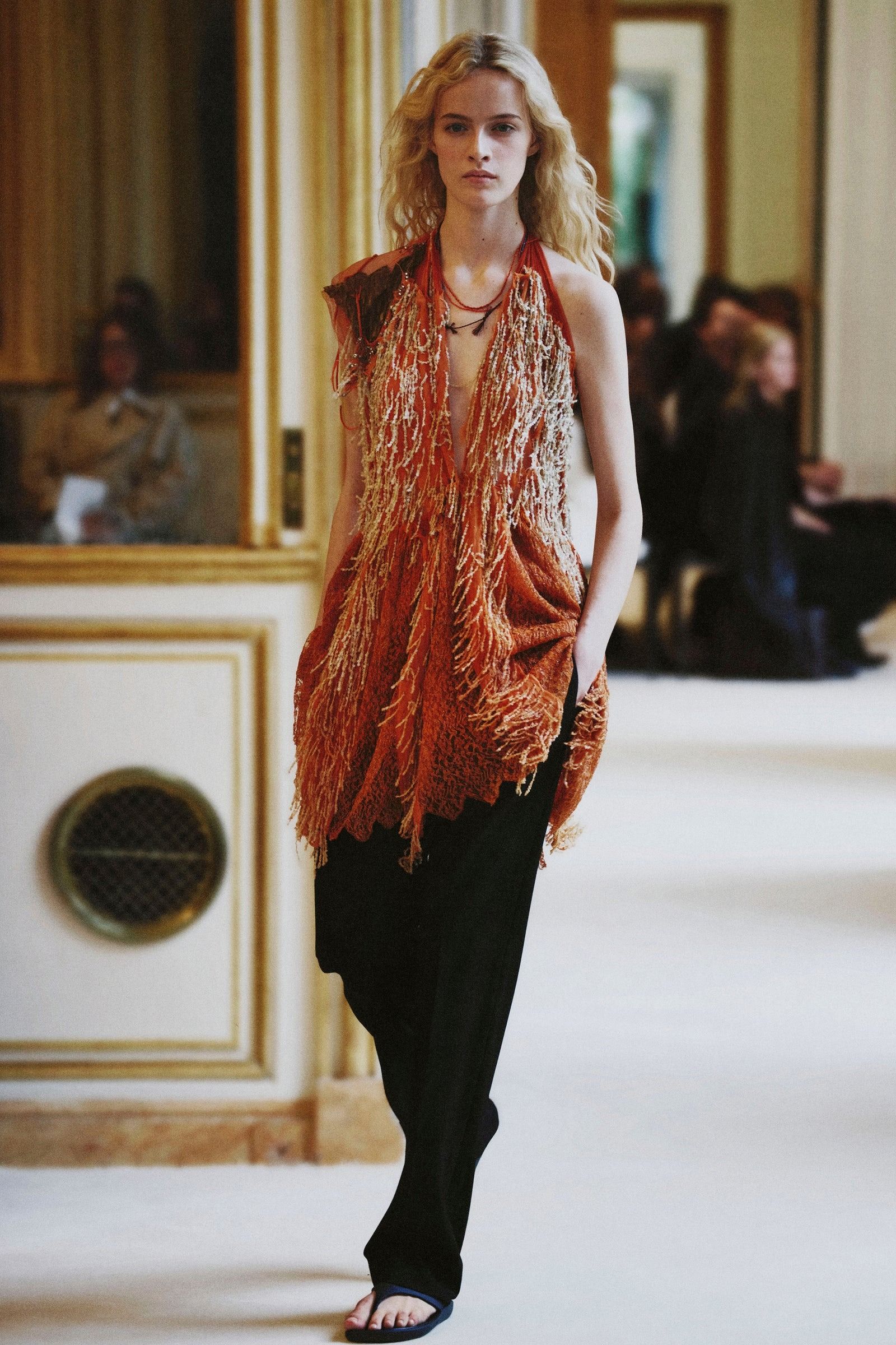 a model walks the The Row summer 2027 runway during Paris Fashion Week