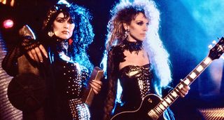 Heart's Ann [left] and Nancy Wilson pictured in 1985. Nancy is holding her Gibson Les Paul Custom