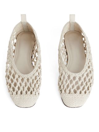 Crochet Leather Ballerina - White - Arket Gb