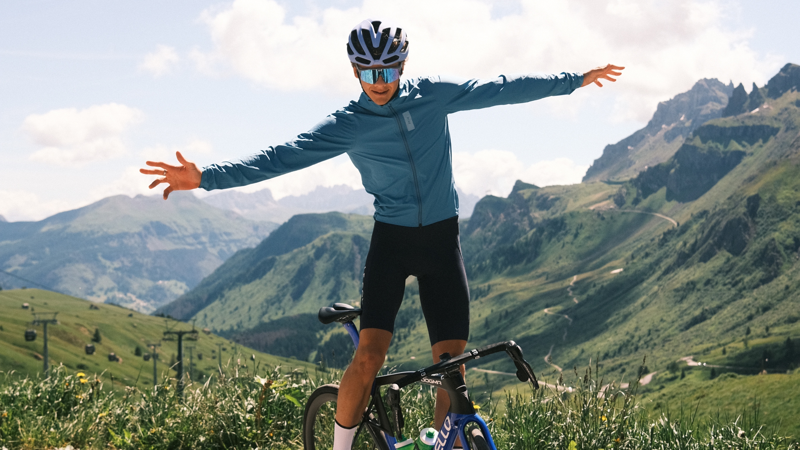 Joe Baker riding in the Dolomites
