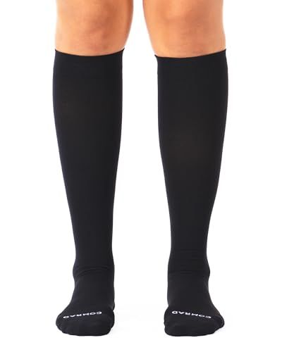 Comrad Nylon Knee High Socks - 20-30mmhg Firm Compression Socks, (medium, Black) - Soft & Breathable Support for Men, Pregnant Women, Nurses, Workout, Home, Work & Travel