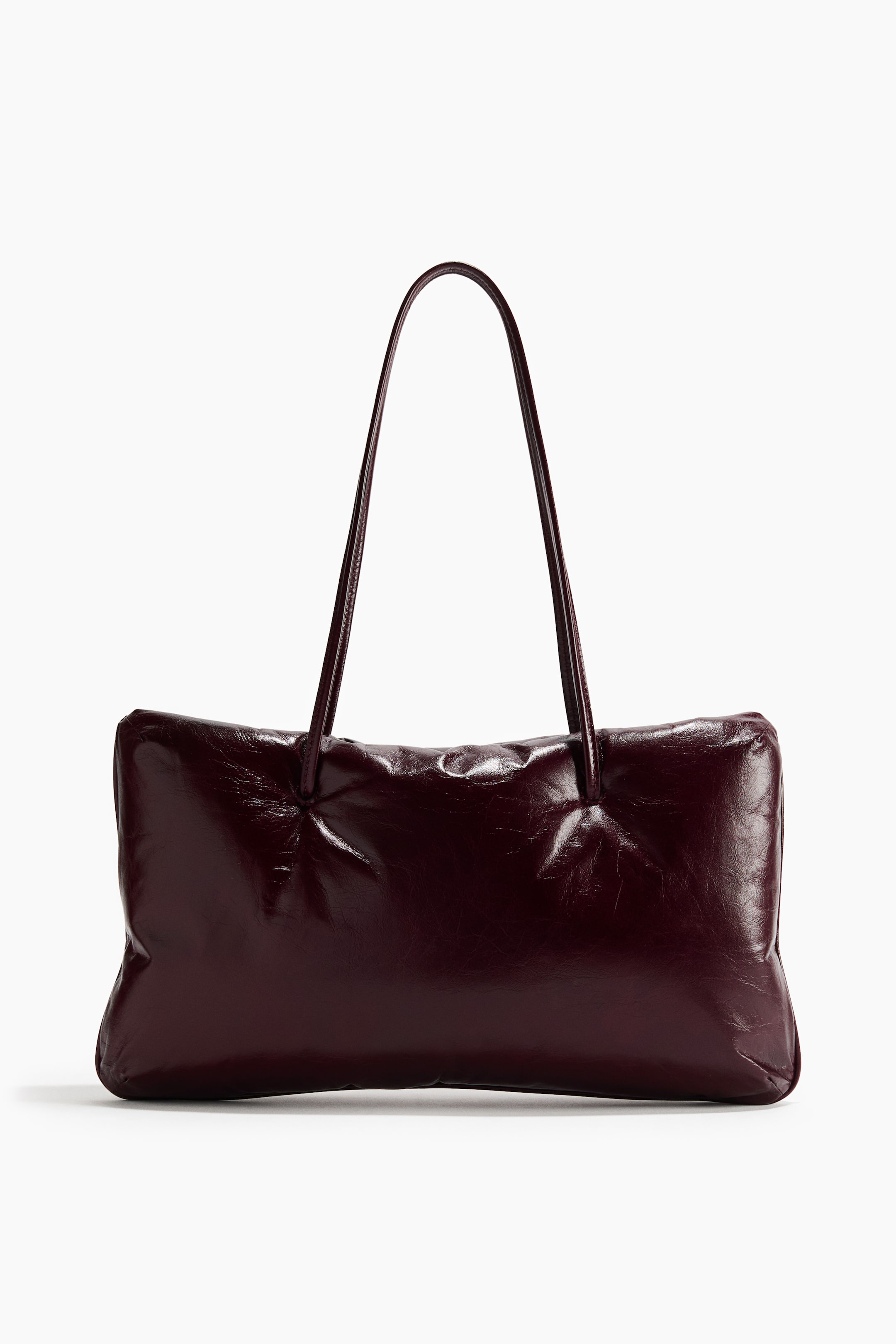 Padded Leather Shoulder Bag - Burgundy