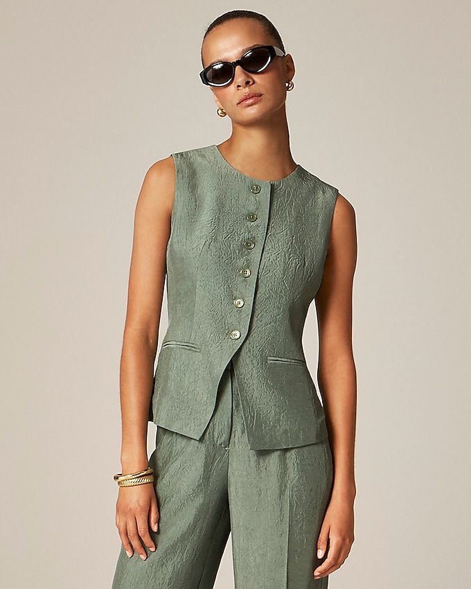 Essential Cutaway Vest Top in Textured Satin