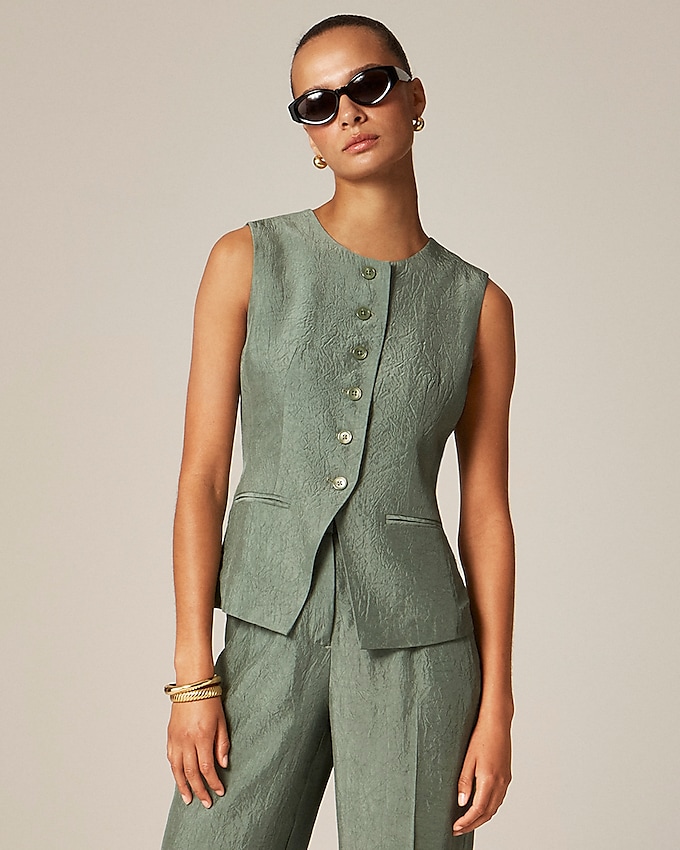 Essential Cutaway Vest Top in Textured Satin