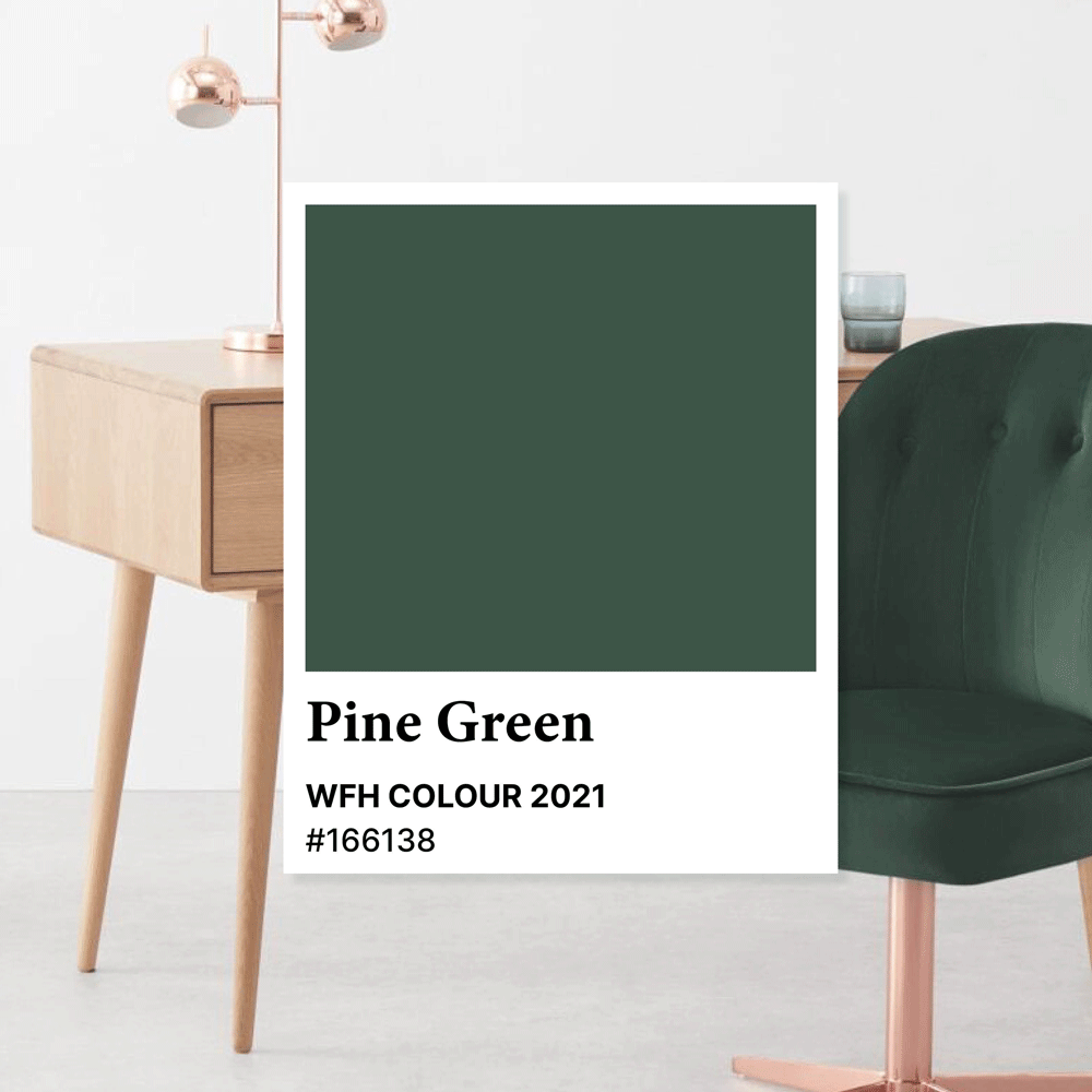 office room with table and pine green chair
