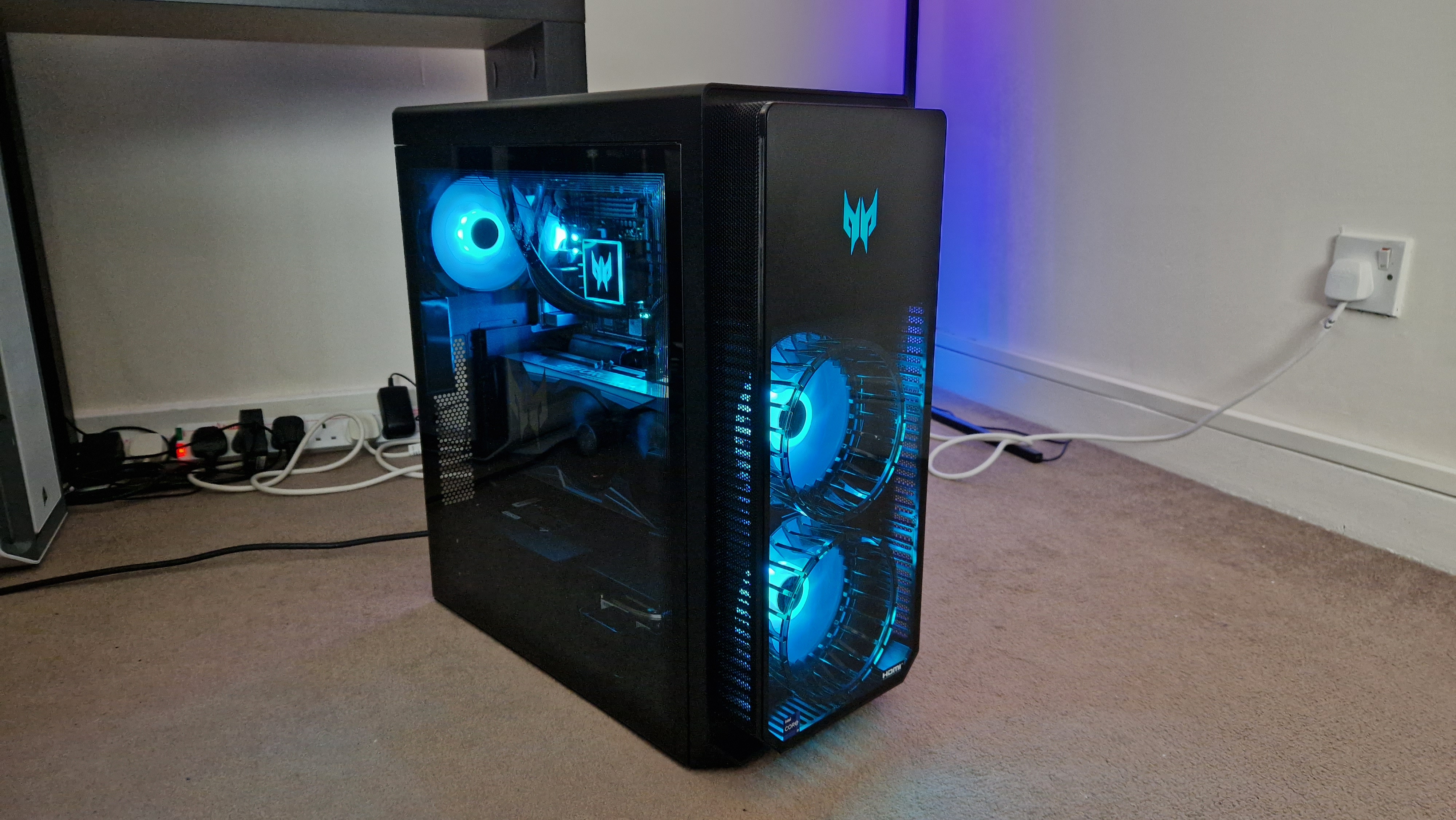 Acer Predator Orion 7000 chassis with blue RGB lighting