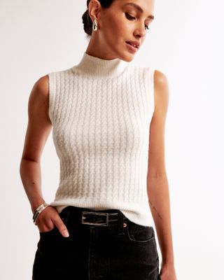 Abercrombie and Fitch, Sleeveless Cable Mockneck Top