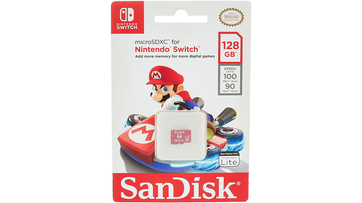 A photo of the SanDisk SD card for Nintendo Switch