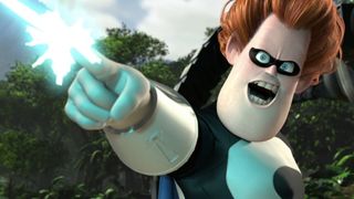 Syndrome uses his laser powers in The Incredibles