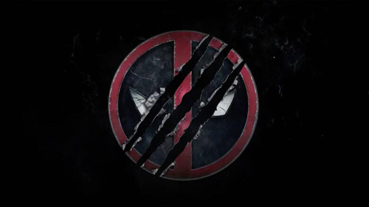 Det officielle logo for Deadpool 3, som viser karakterens logo mærket af Wolverines kløer