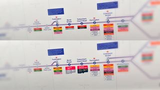 Elizabeth Line central section map with SanDisk MicroSD cards on