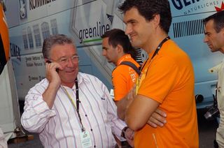 Euskaltel-Euskadi's Miguel Madariaga, left, and Igor Gonzalez de Galdeano at the 2008 Tour de France.