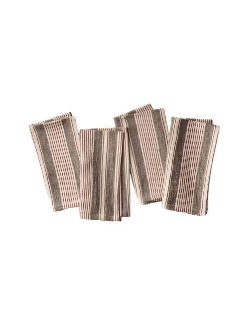 Set of 4 Cloth Napkins Toffee Striped 