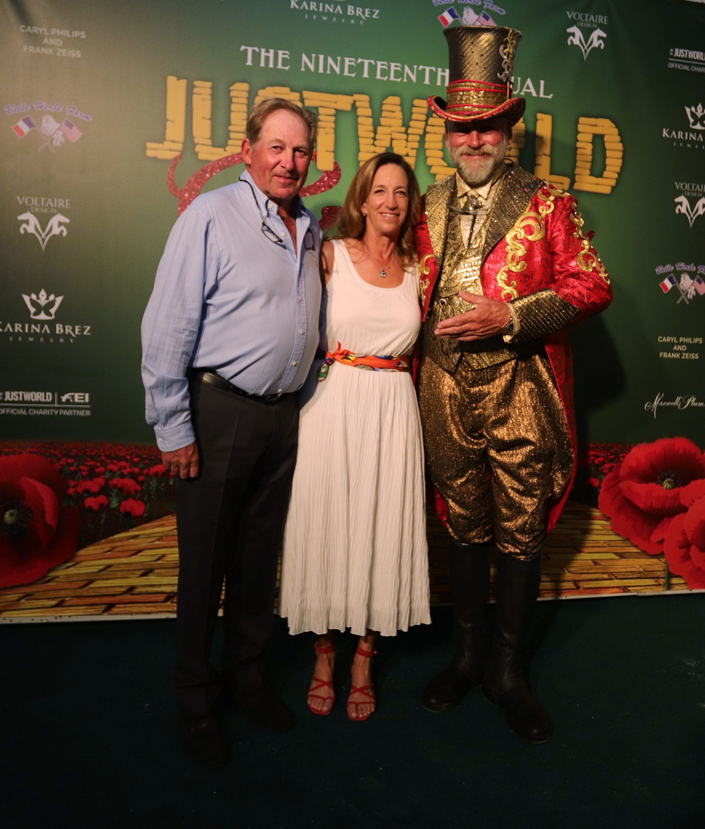 Nick Skelton, Laura Kraut and ringmaster Pedro Cebulka at the Just World gala