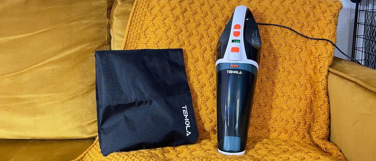 The Temola TS20BS handheld vacuum and storage bag.