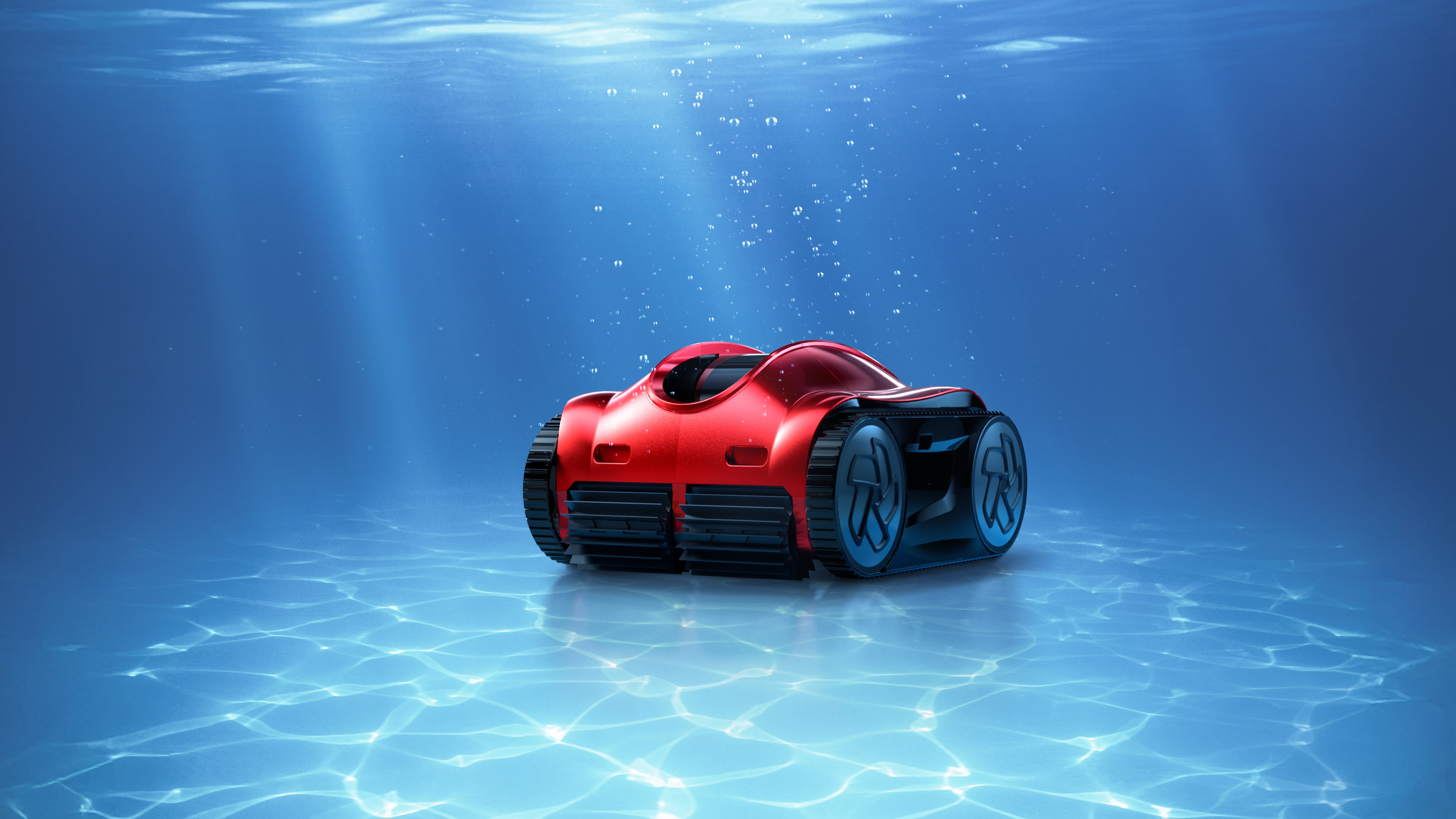 iGarden Pool Cleaner K Series in red, underwater