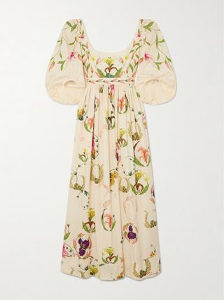 + Net Sustain Vivianne Marina Embroidered Floral-Print Cotton-Poplin Maxi Dress