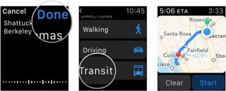 Selecting transit directions in Apple Maps