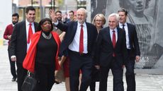 Diane Abbott, Jeremy Cornyn and John McDonnell walking into Labour conference in Liverpool in 2018