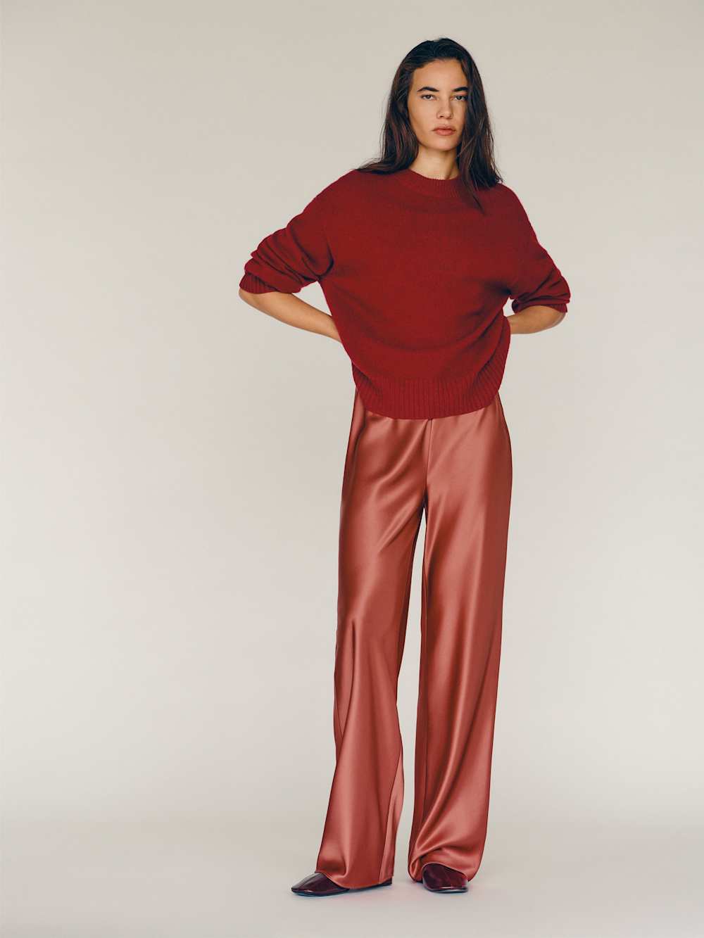 Gale Satin Mid Rise Bias Pant