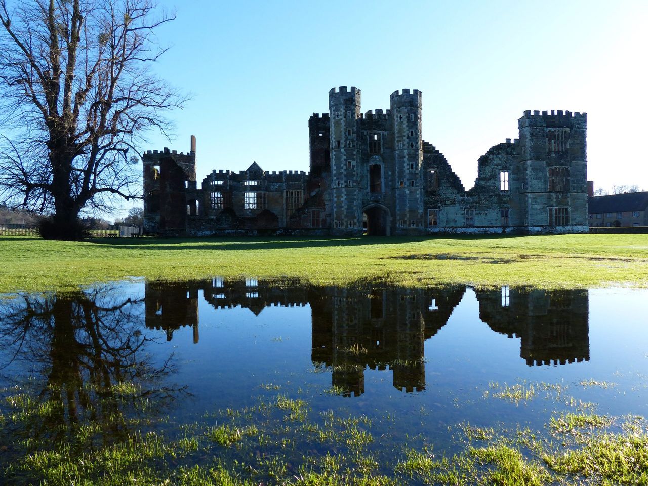 A view of the ruins of Cowdray House in West Sussex.