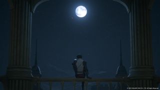 Clive sitting under the moon in Final Fantasy 16