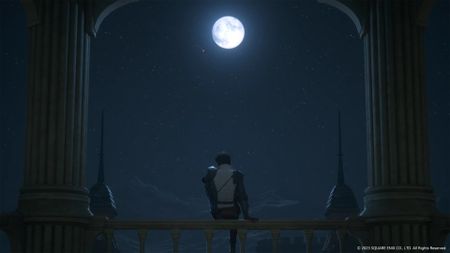 Clive sitting under the moon