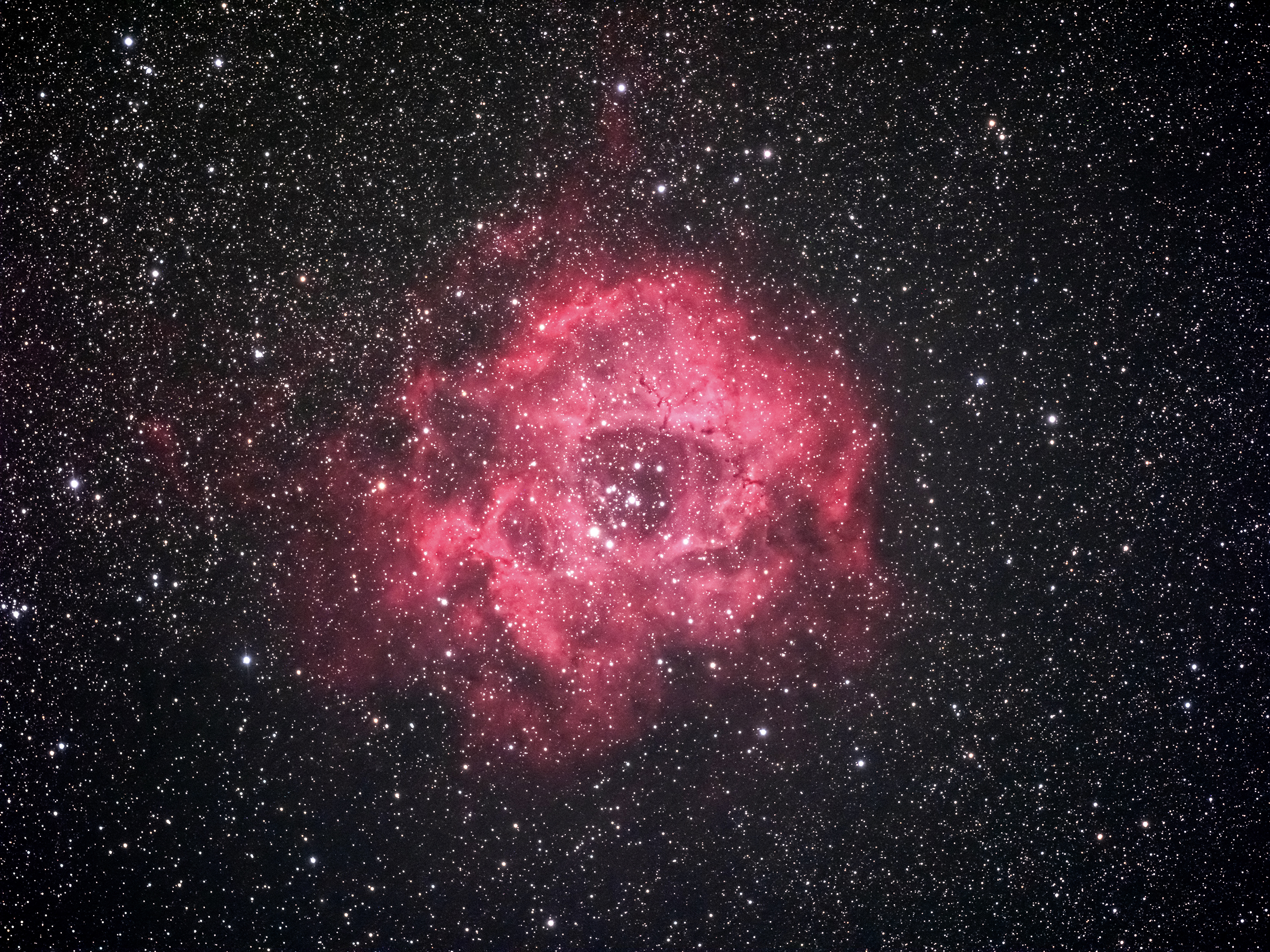 An image of a vibrant red nebulae