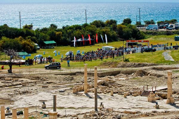 Start of the men's cross country race at the Cyprus Cup round three