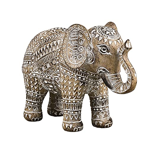 Teresa's Collections Boho Elephant Decor, Elephant Statues Brings Good Luck for Home Decor, Jumbo Figurines Resin for Bookshelf, Living Room, Centerpiece Home Decorations Gifts for Mom, 6.3&amp;quot;