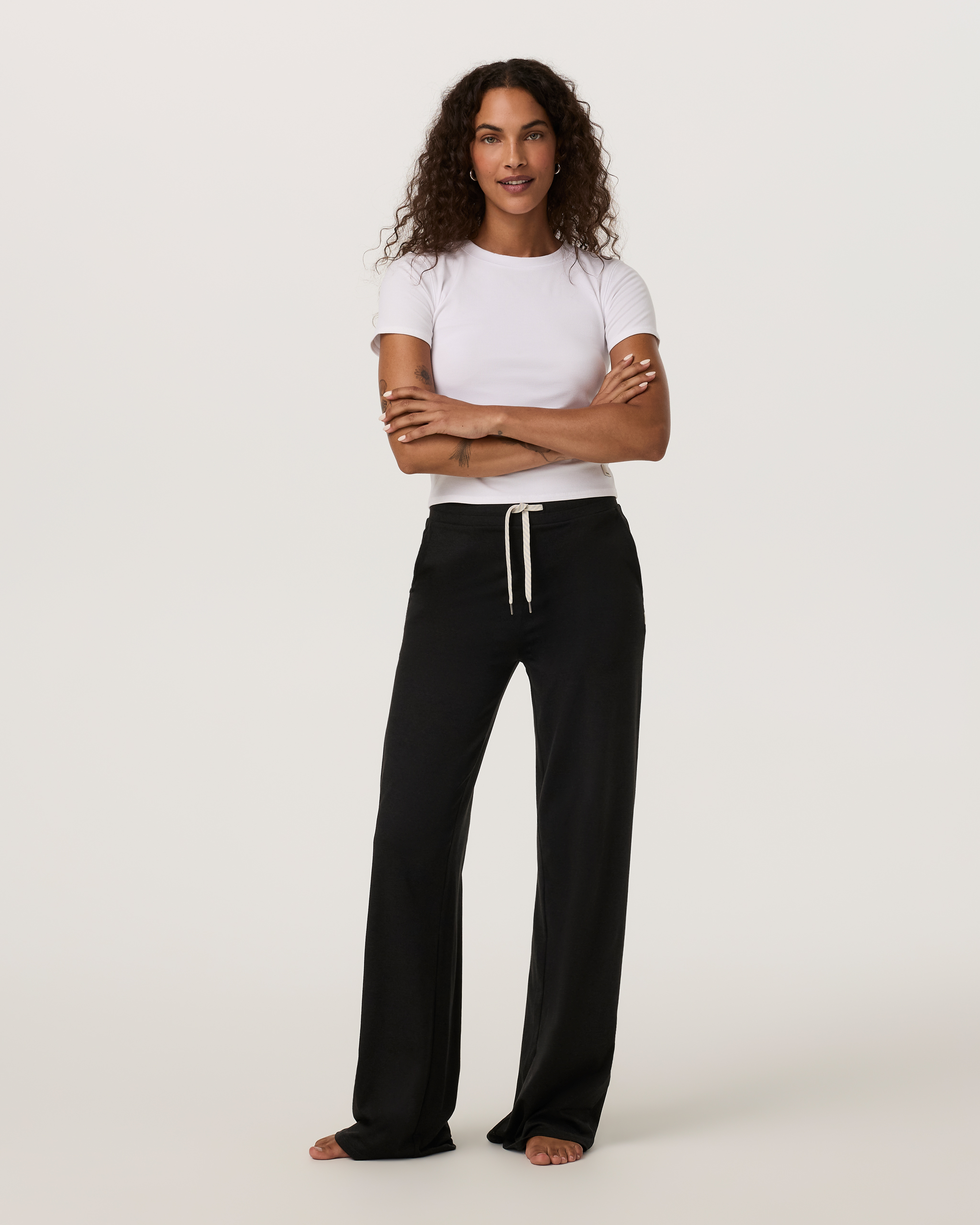Halo Essential Wideleg Pant - Black Heather - Xxs