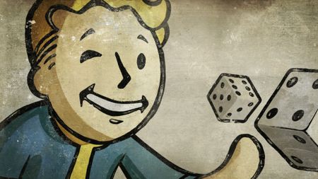 Vault Boy rolls dice in official art for Fallout: New Vegas
