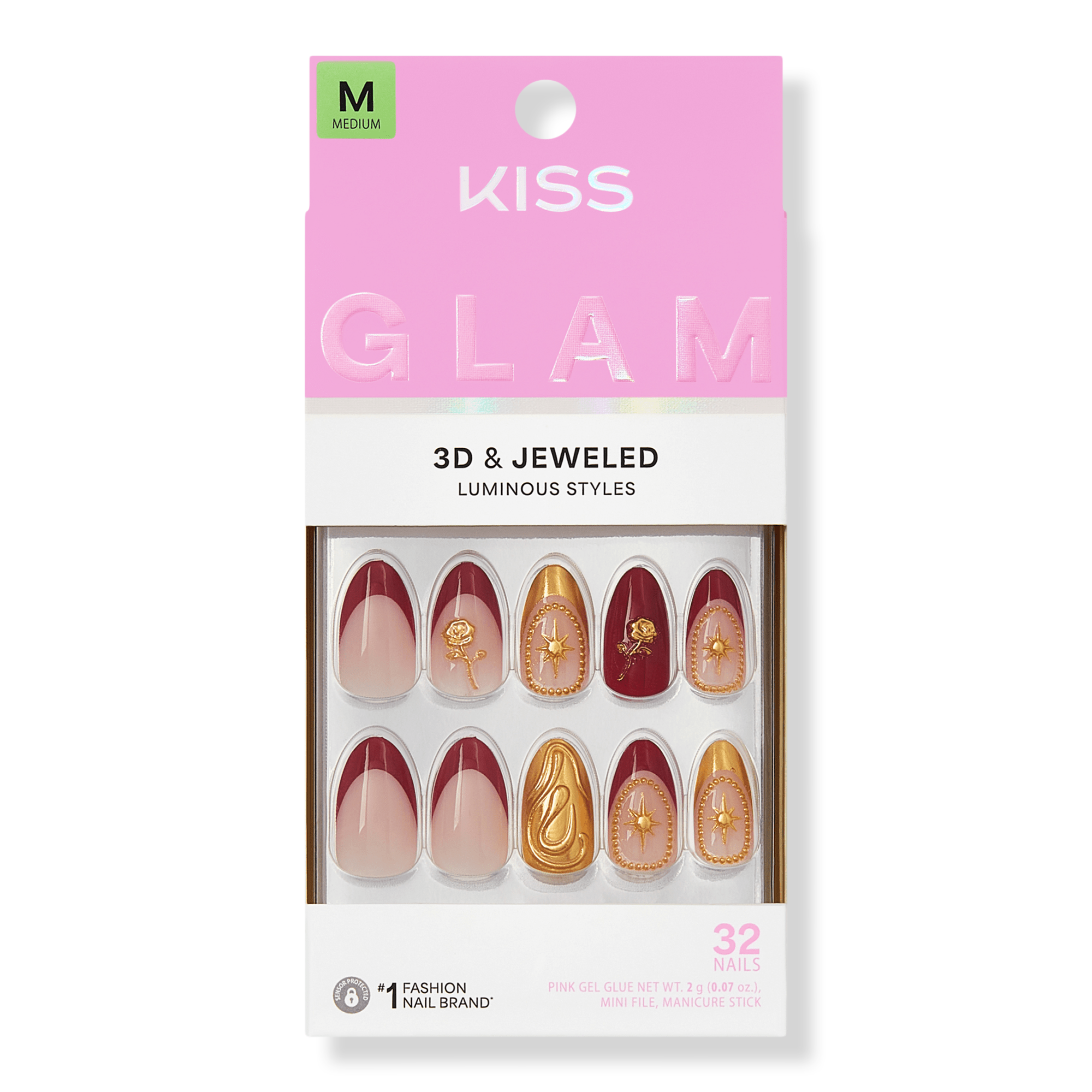 Glam Jeweled Medium Almond Press on Nails, Weekends