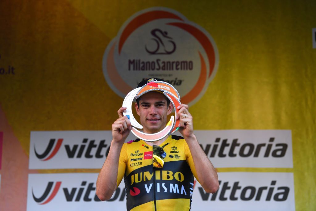 Van Aert with the trophy