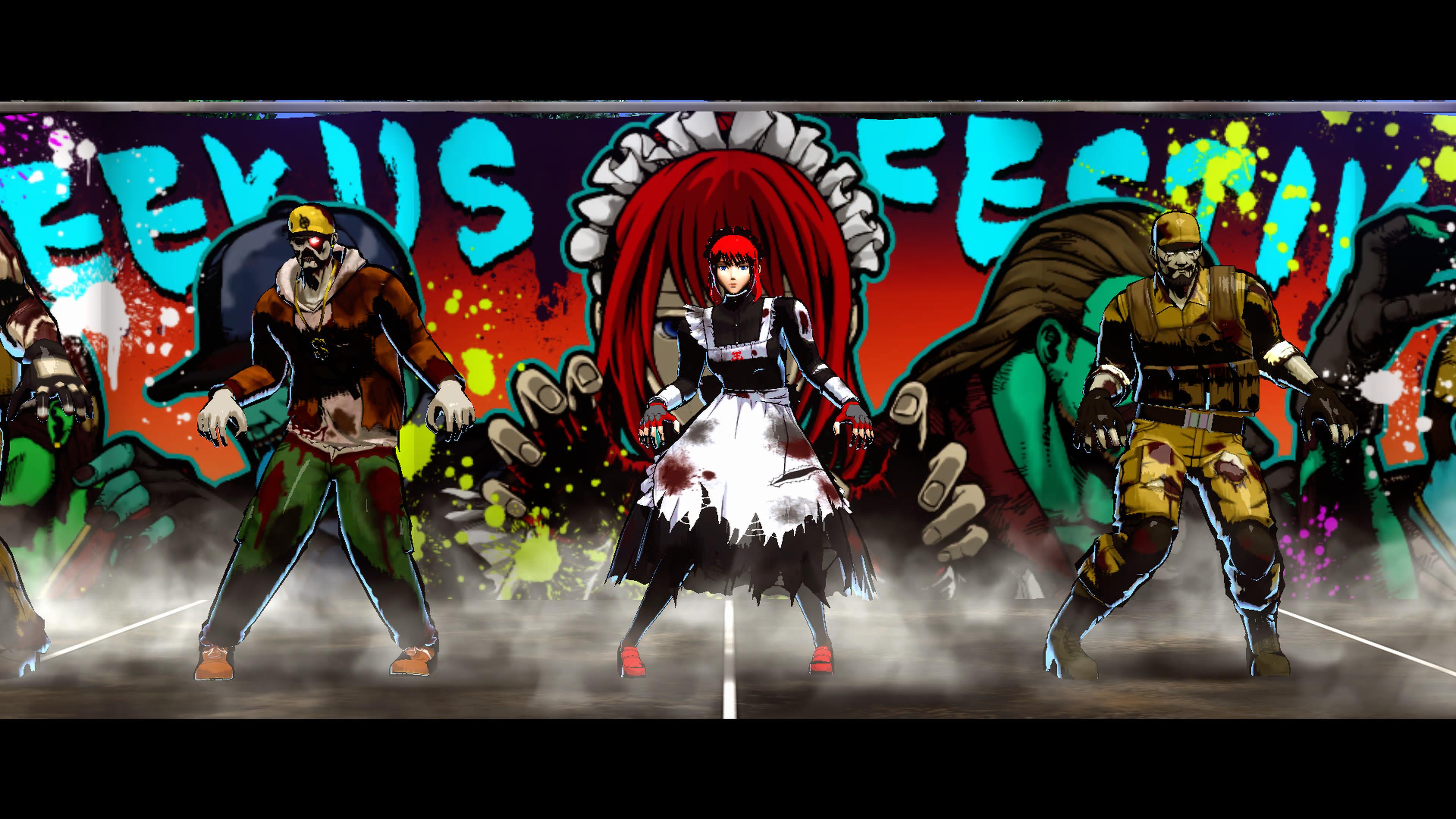 A retro fighting game with anime style characters