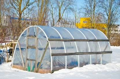 Snow Surrounding A Greenhouse