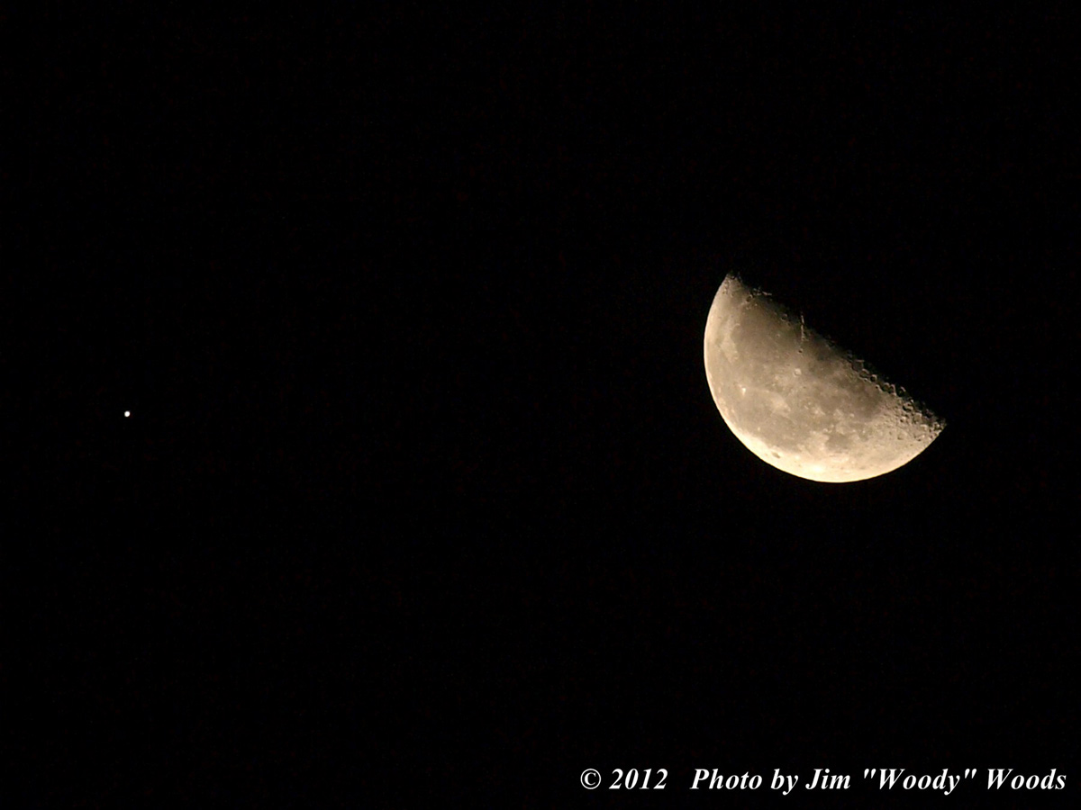 Moon and Jupiter Seen in Long Beach, CA