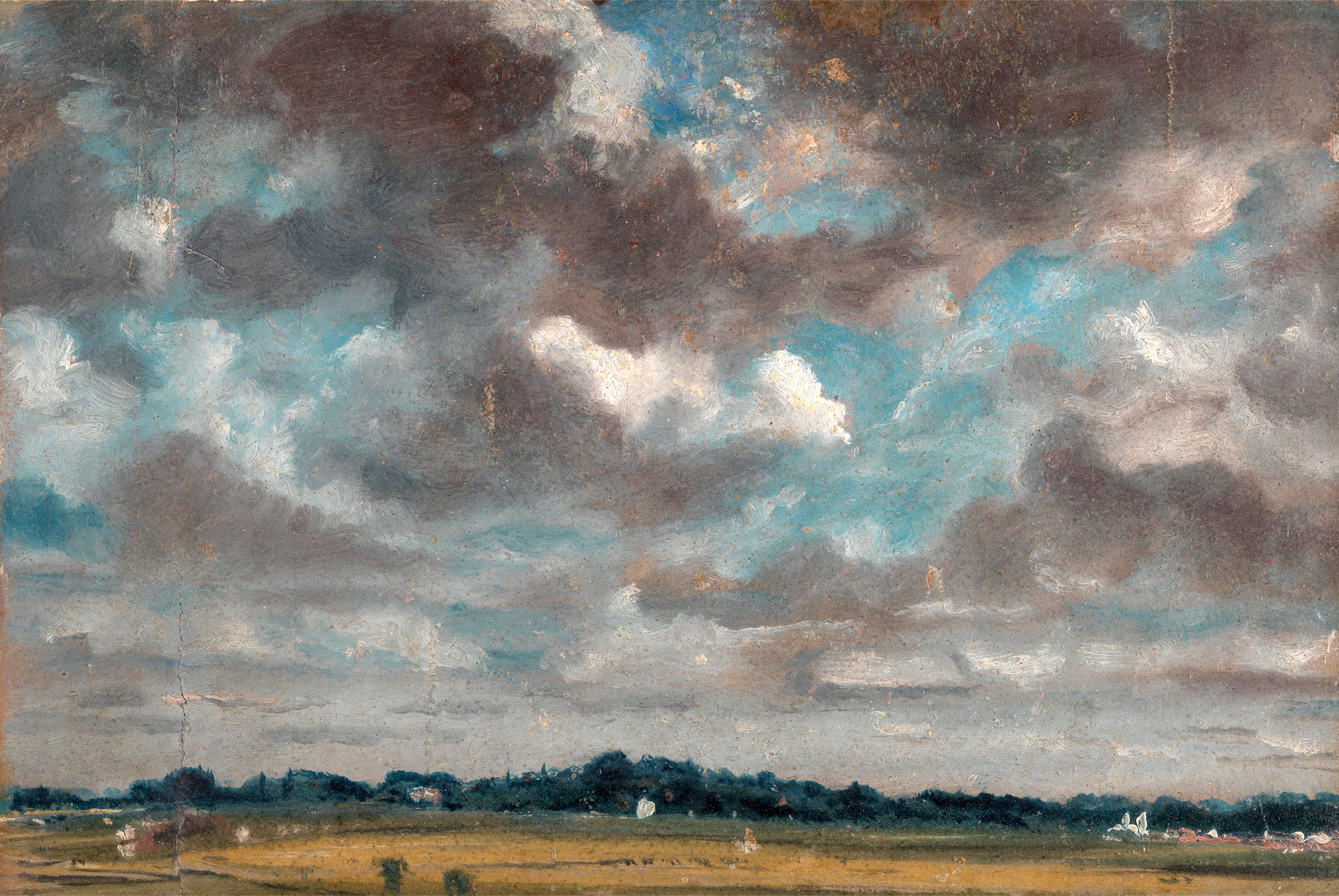 John Constable&#039;s Extensive Landscape with Grey Clouds Study of clouds over a wide landscape