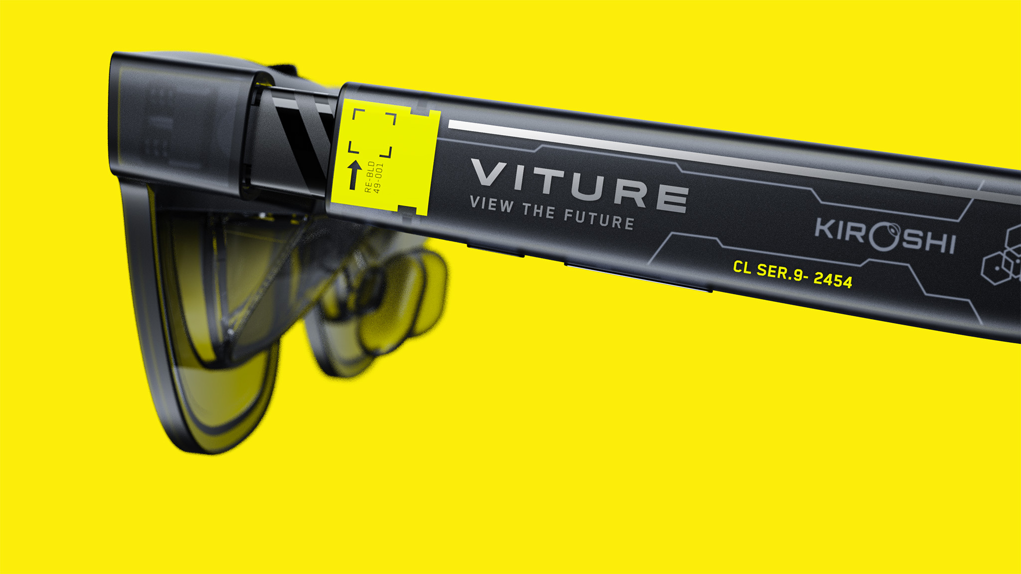 A close-up at the hardware of Viture x Cyberpunk 2077 smart glasses