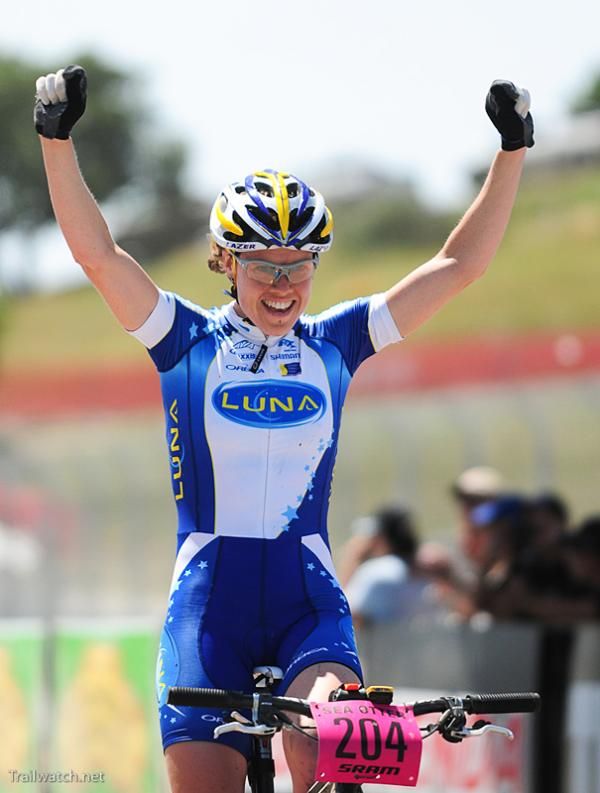 Georgia Gould (Luna Pro Team) wins the elite women's cross country race at Sea Otter