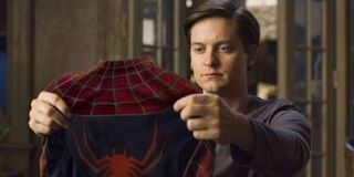 Tobey Maguire with Spider-man costume