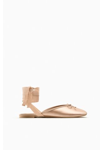 Zara Lace-Up Flats With Bow