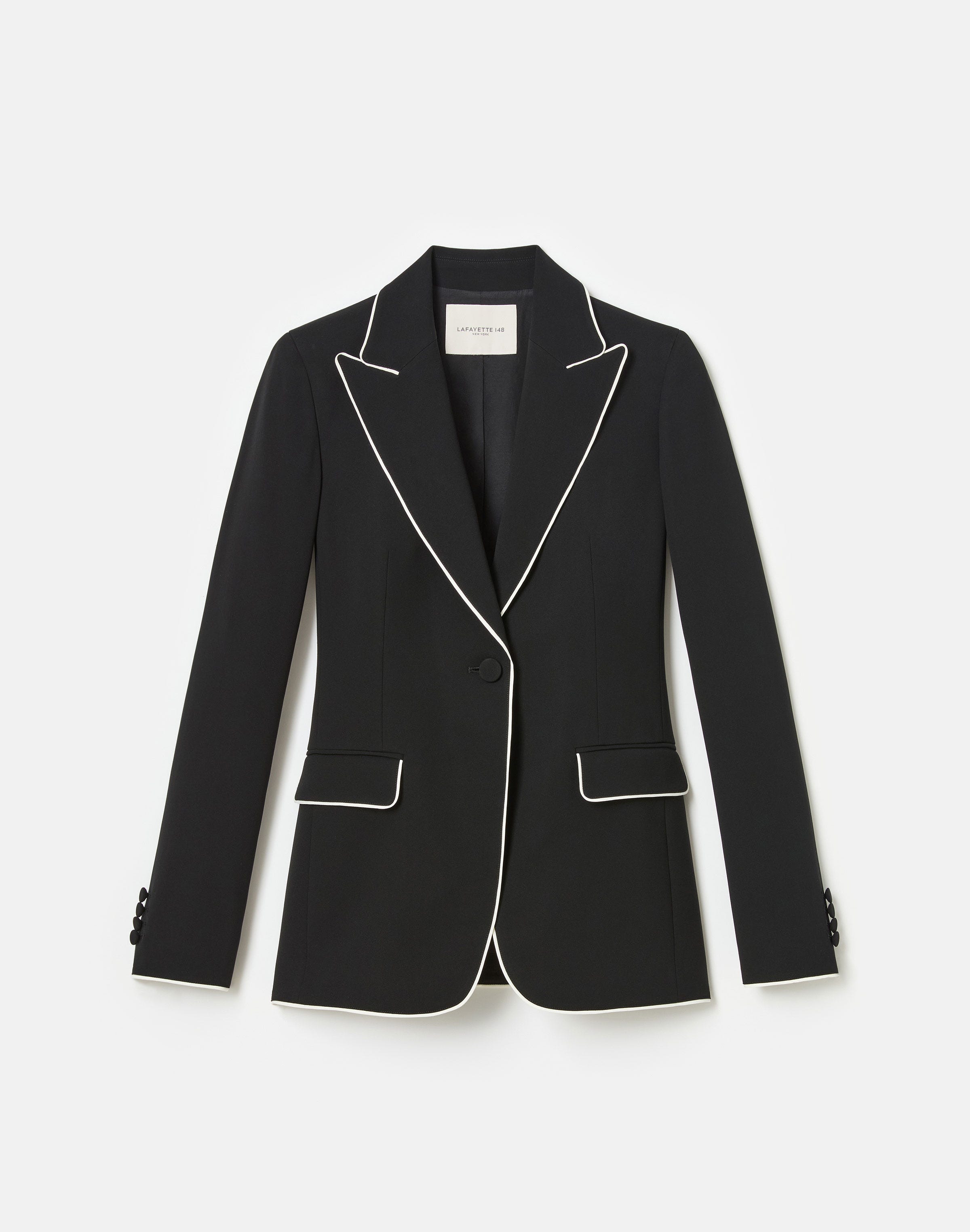 Responsible Finesse Crepe Piped Peak Lapel Blazer