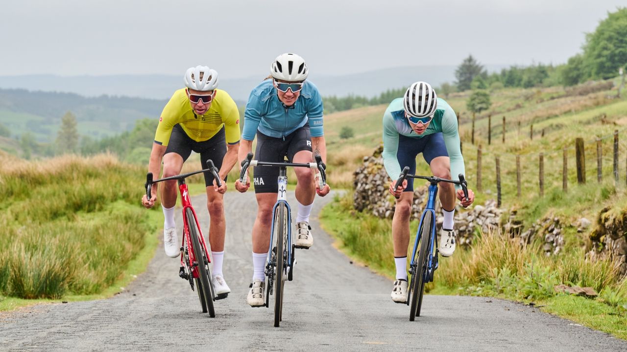 Three cyclists riding Cycling Weeky&#039;s Race Bike of the Year contenders