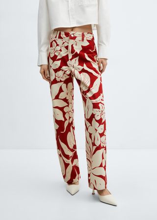 Mid-Rise Printed Straight Jeans