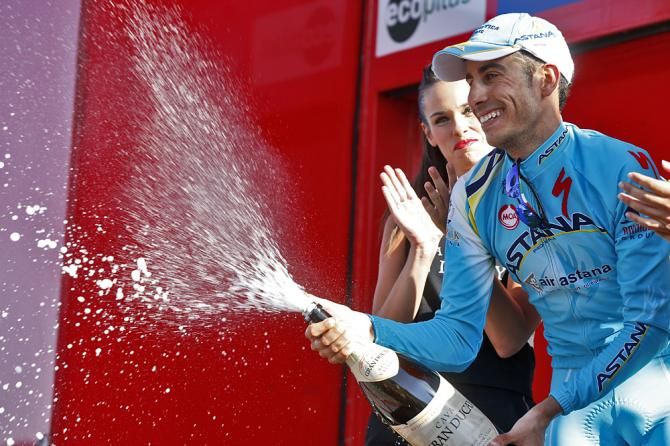 Fabio Aru (Astana) celebrates his win in the Vuelta