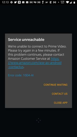Prime Video down message