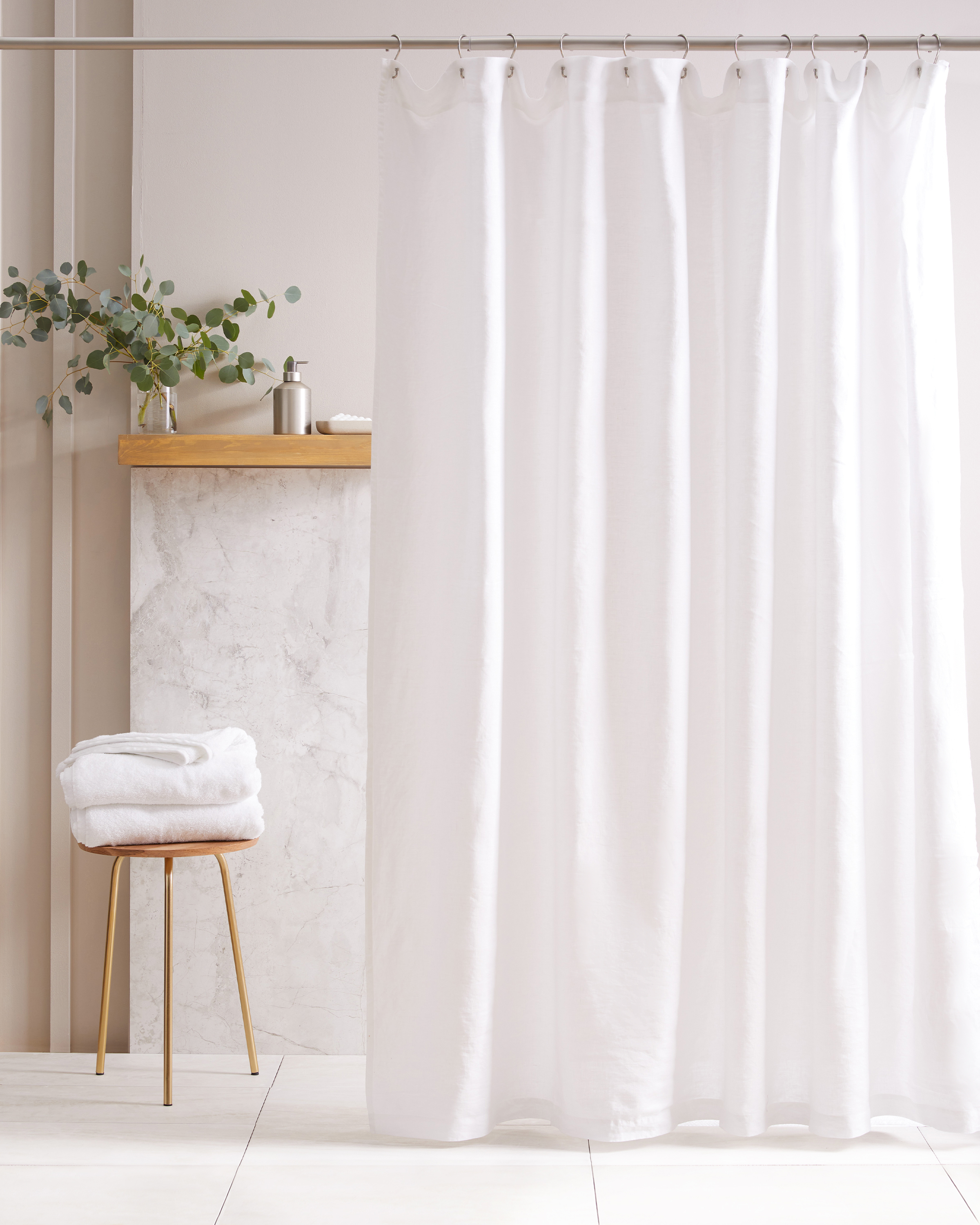 European Linen Shower Curtain in Beige