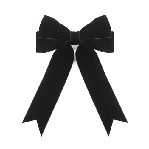 Desenda Handmade Velvet Bow Hair Clip - Large Satin Ribbon Hairpin Barrettes Fastener French Headband Elegant Hair Tie Vintage Accessories for Party Gift Girls Women - Black