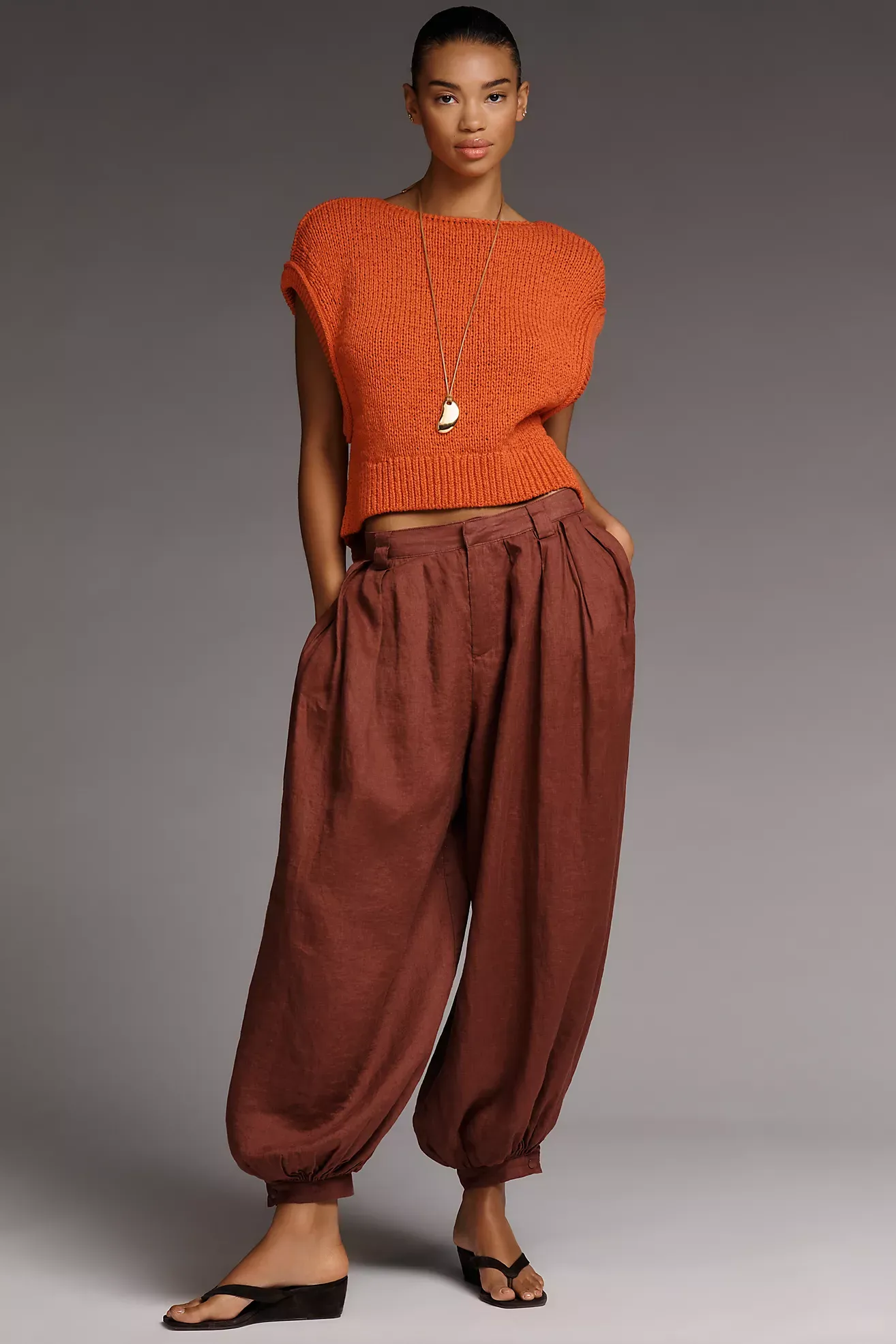 By Anthropologie Modern Genie Linen Balloon Trousers